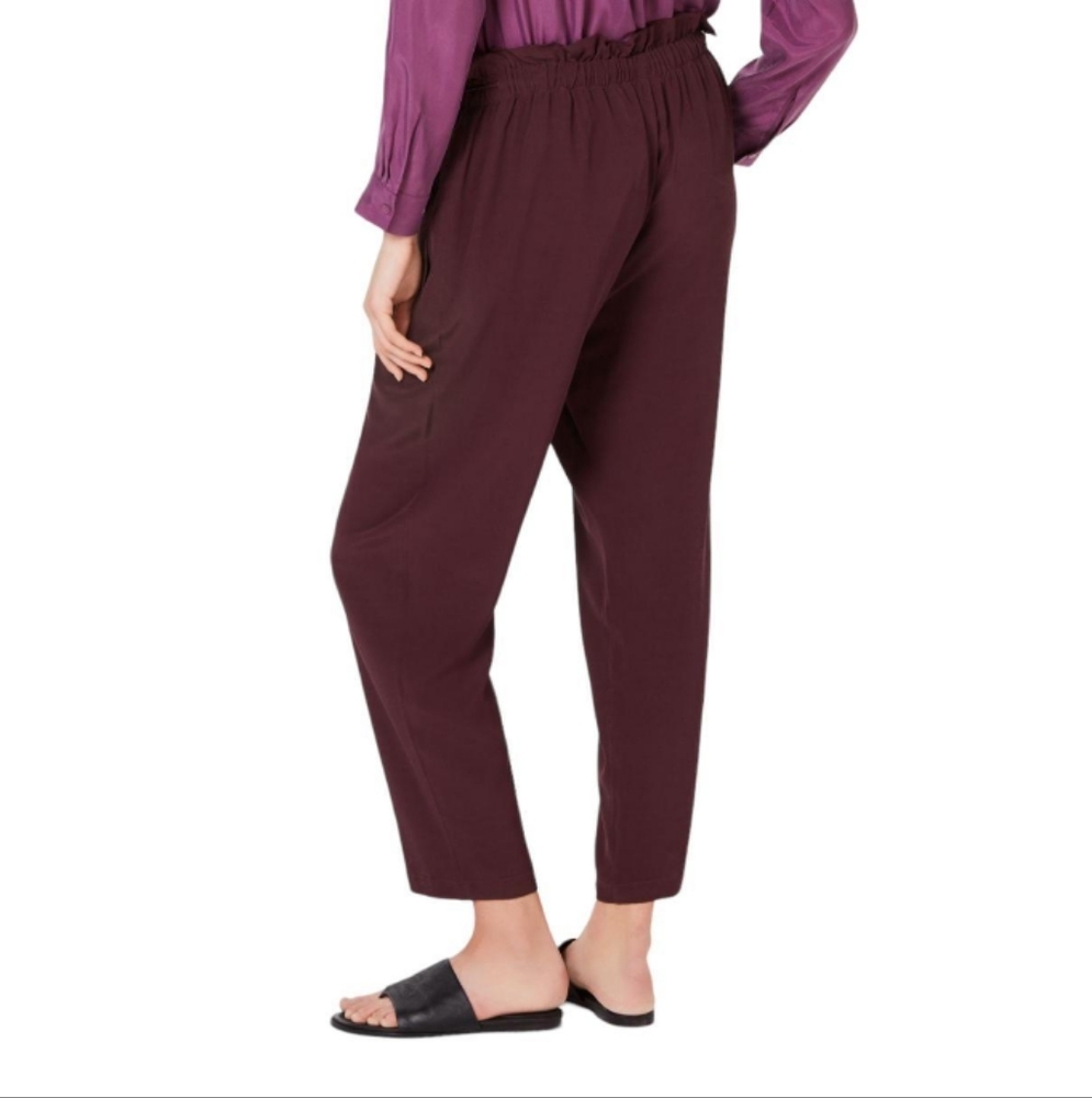 Eileen Fisher Cassis Tencel Drawstring Waist Ankle Pants